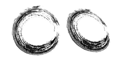 Poster - Round brush strokes vector. Painted rounds collection. Grunge text boxes or textured backgrounds