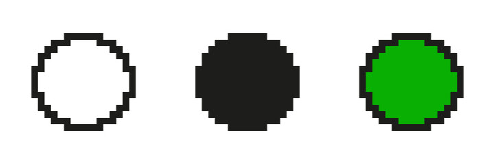 Fototapete - Pixel Art Empty Circle Icon Set. Pixelated Circle Outline Representing A Blank Or Placeholder Space. Isolated Vector Illustration