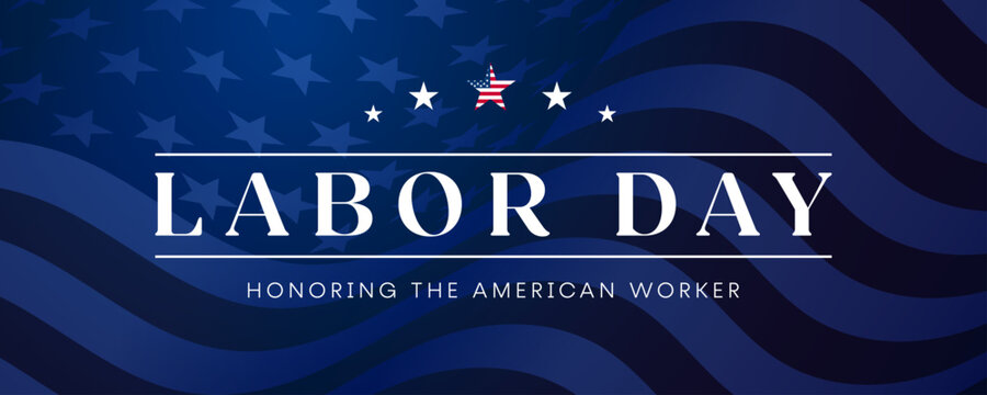 USA Labor Day card, United States flag background, banner