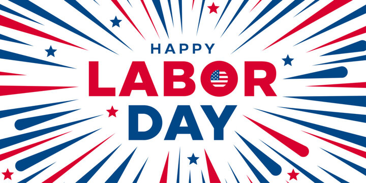 Labor Day United States text design, USA flag banner