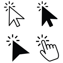 Poster - Click icon vector, Mouse pointer arrow, Computer click icon set. Computer mouse click cursor icon set. Hand click icon, vector illustration.