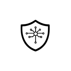Poster - Shield icon with molecular mesh network symbolizing science protection and biotechnology concept