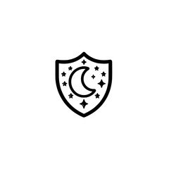Poster - Shield Icon with Moon Symbol Representing Night Security Protection and Privacy Concept