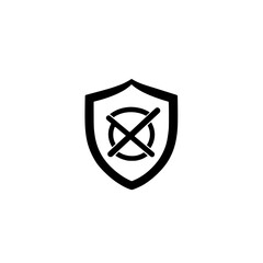 Poster - Secure Shield Icon with No Entry Sign Indicating Data Protection and Unauthorized Access Warning