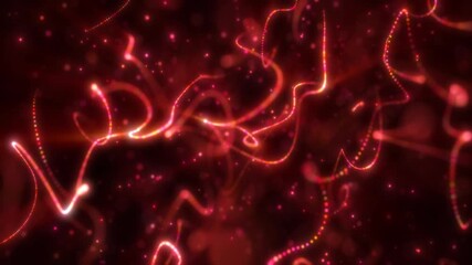 Poster - Vivid red glowing lines and particles swirling dynamically through a deep, dark backdrop