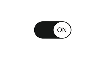 Flat design toggle switch icon in the 'ON' position. A modern user interface control button for website and app design, isolated on a white background.