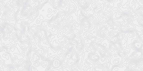 Poster - modern white and grey wavey curve line contour map design featuring topography minimalist showing elevation changes and terrain path white background.	
