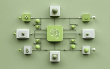 Poster - AI workflow automation artificial intelligence software interface nodes triggers data tool dashboard coding icon flow process technology	