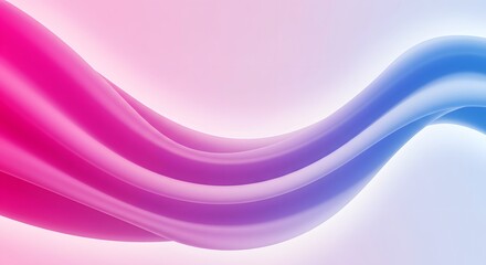 Poster - A flowing abstract gradient wave with pink and blue hues against a bright white background design element