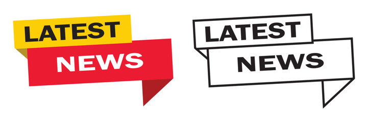 Poster - Latest news icon set. Headline symbols latest news, ideal for media web logo design. Newspaper breaking news line art icon for app and websites symbol on white background. Newspaper latest news sign.