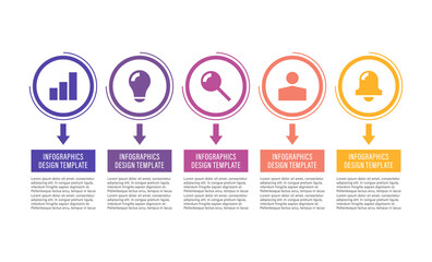 Poster - Five steps of business and marketing infographics layout processes. Timeline, presentation report layout.