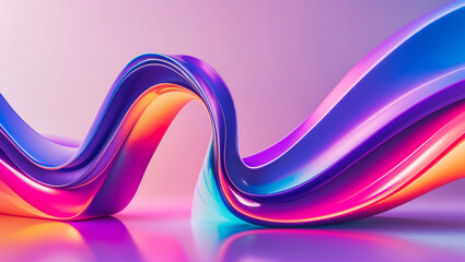 Wall Mural - an abstract artwork featuring a dynamic waving structure, colorful and curving, smooth and glossy, m