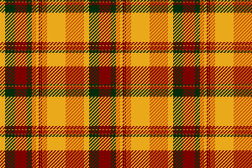 Poster - Vibrant autumnal plaid pattern. Warm, earthy tones of gold, red, and green create a cozy, rustic feel, perfect for fallthemed designs, textile prints, or website backgrounds.