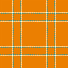 Poster - Vibrant orange plaid pattern with teal and white accents.  Perfect for textile design, website backgrounds, or autumnal themed projects.