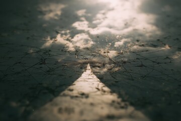 Poster - Reflections on a winding path under a cloudy sky at dusk