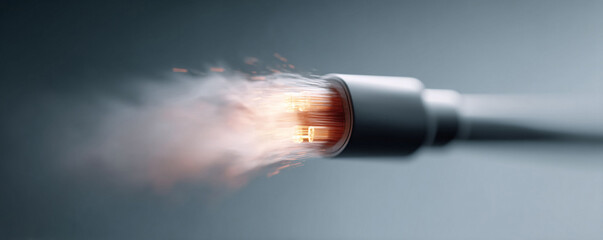 Poster - Futuristic data cable with streaming light, symbolizing speed, connectivity, and innovation. Great for tech, internet, and communication themes.