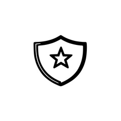 Poster - Security Shield Icon with Star Symbol for Protection Defense Military and Heroic Concepts