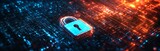 Digital lock symbol on circuit board. Cybersecurity data protection, information privacy, and network