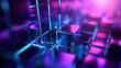 © The Little Hut - Futuristic Neon Light Technology Background with Glowing Metal Grid and Vibrant Pink and Blue Colors for Digital and Cyber Themes
