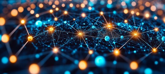 Poster - Intricate Global Connectivity Map Showcasing Vibrant Data Nodes and Network Hubs Across Continents