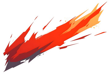 Poster - Dynamic Red and Orange Streak with Sharp Edges on White Background.