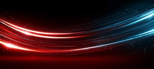 Poster - Dynamic Flow of Light and Speed Abstract Composition with Red and Blue Rays Creating Movement