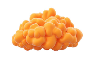Colorful orange cloud shaped object studio 3d render minimalist. Isolated on transparent background, png.