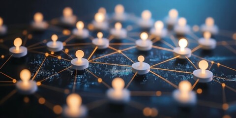 Poster - Global Connections and Network of Human Figures Representing Communication and Data Exchange