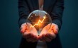 © Cgeeks - A business trending graph in a globe on hands