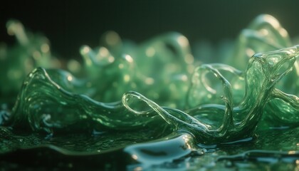 Aufkleber - Abstract green liquid flowing in mysterious studio setting
