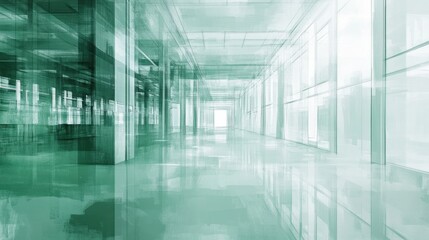Poster - Modern minimalist interior hallway in serene building