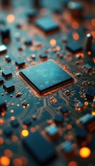 Poster - Close-up of advanced computer chip on circuit board