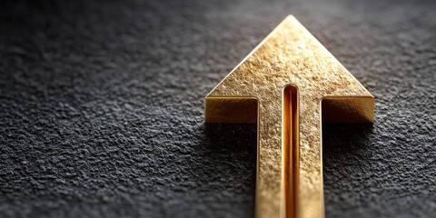 Poster - Golden Arrow Ascending, Symbolizing Upward Trend and Progress in Business and Financial Success