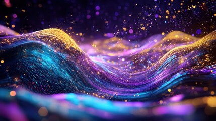 Poster - Abstract light waves flowing in digital nighttime environment