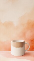 Poster - Serene white mug on surface in bright indoor studio