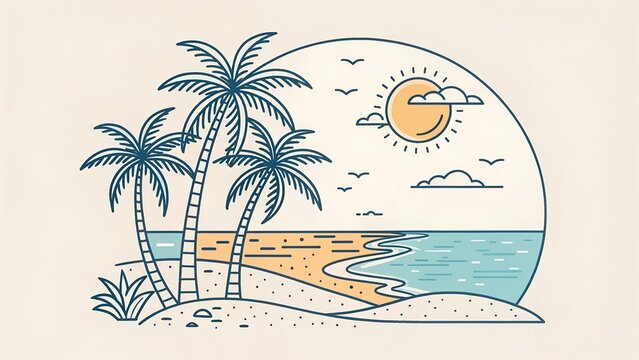 vector illustration of a tropical island