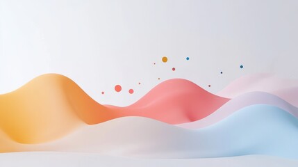Poster - Abstract pastel wavy shapes with scattered colored dots