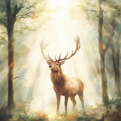 Poster - Serene deer standing in peaceful forest during daytime