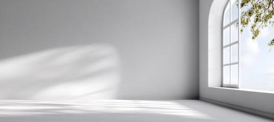 Poster - Bright and Minimalist White Interior Space in Modern Residential Property for Creative Inspiration