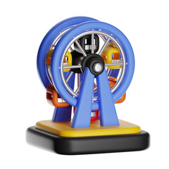 Poster - Colorful ferris wheel rotating on transparent background, 3d illustration