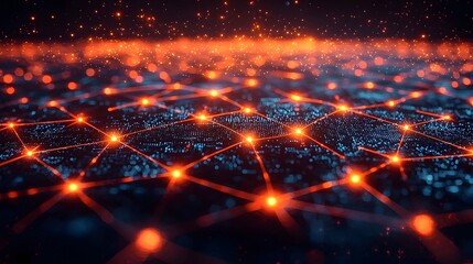 Poster - Glowing interconnected network of industries in a futuristic digital landscape