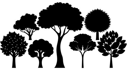 collection of various tree silhouettes vector illustration