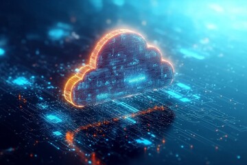 Poster - Dynamic Cloud Computing Network Visualization Showcasing Advanced Technology and System Connectivity