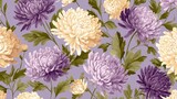 hand painted chrysanthemum seamless pattern with soft vintage floral background for decor and textile