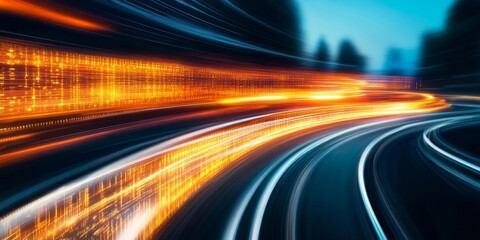 Poster - Abstract Data Stream on Road Fast Digital Path Transfer Speed and Information Flow Technology
