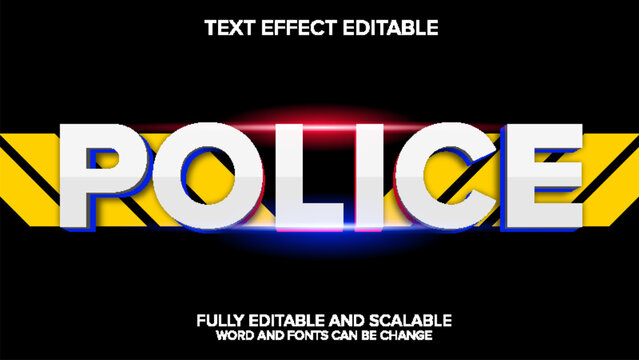 police text effect vector editable