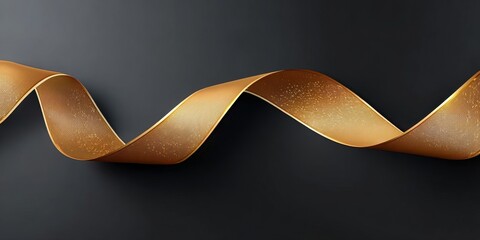 Poster - Elegant Golden Ribbon Design on Dark Wall Texture, Wavy Stripes for Luxurious Decoration and Style