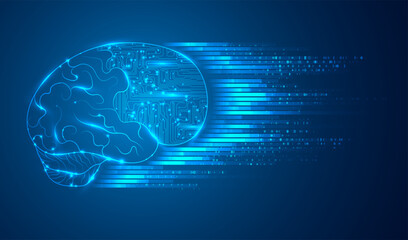 Poster - Artificial Intelligence illustration. Artificial intelligence and machine learning concept. Digital computer code. Data transfer concepts in internet.