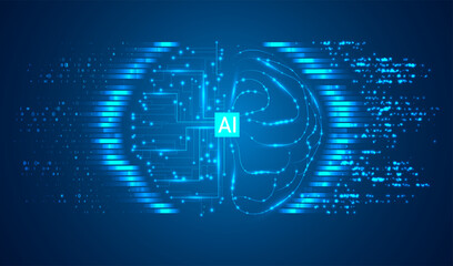 Poster - Artificial Intelligence illustration. Artificial intelligence and machine learning concept. Digital computer code. Data transfer concepts in internet.