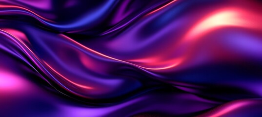 Poster - Elegant Blue and Purple Fabric Waves with Smooth Gradient Texture for Stunning Background Projects